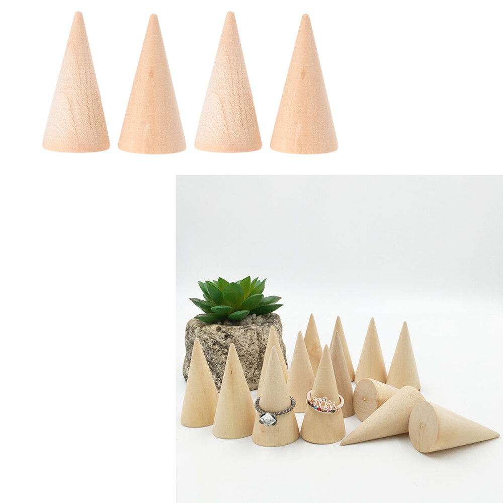 10PC DIY Cones Unpainted Wooden Geometry Ornamnet Adornment Making Accessories