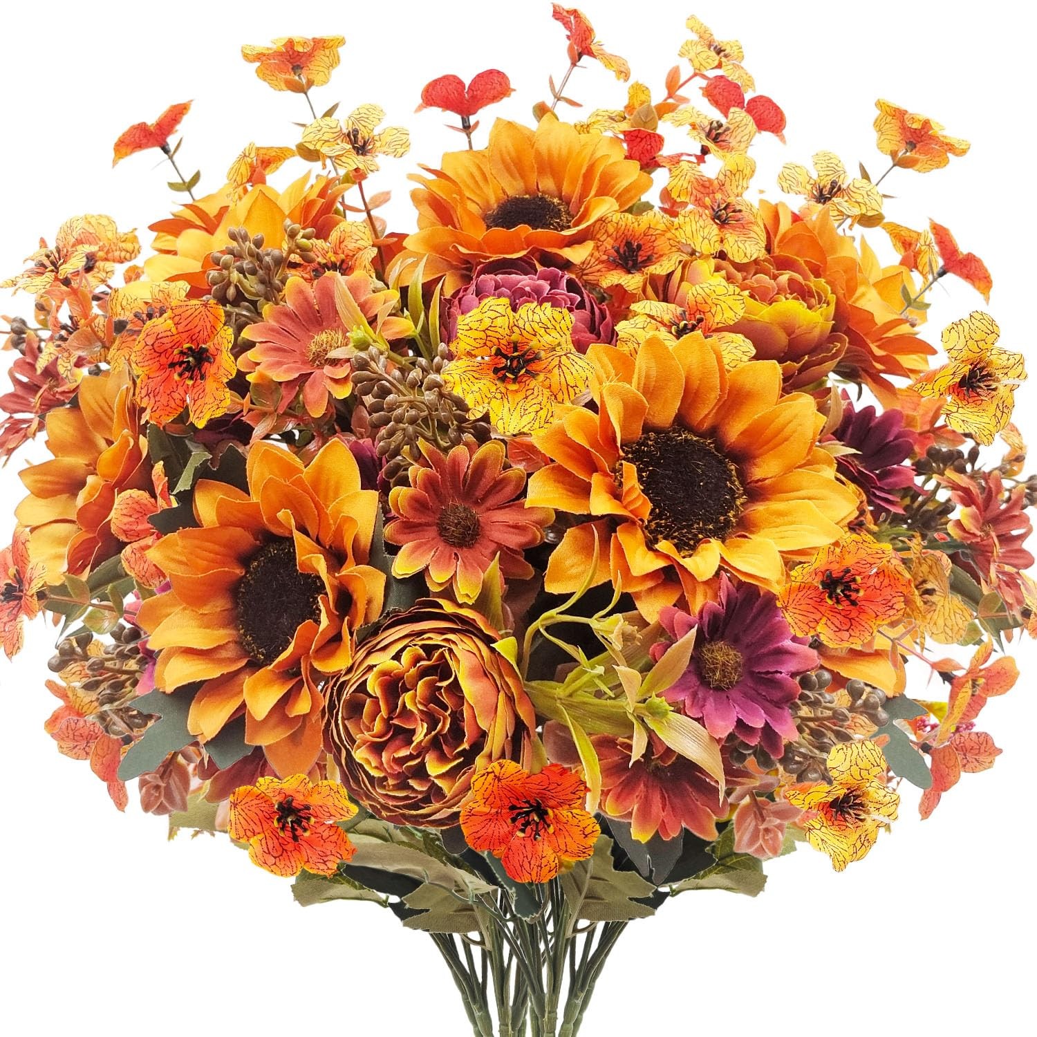 6 Bundles Artificial Fall Flowers Bouquet with Daisy, Set 2