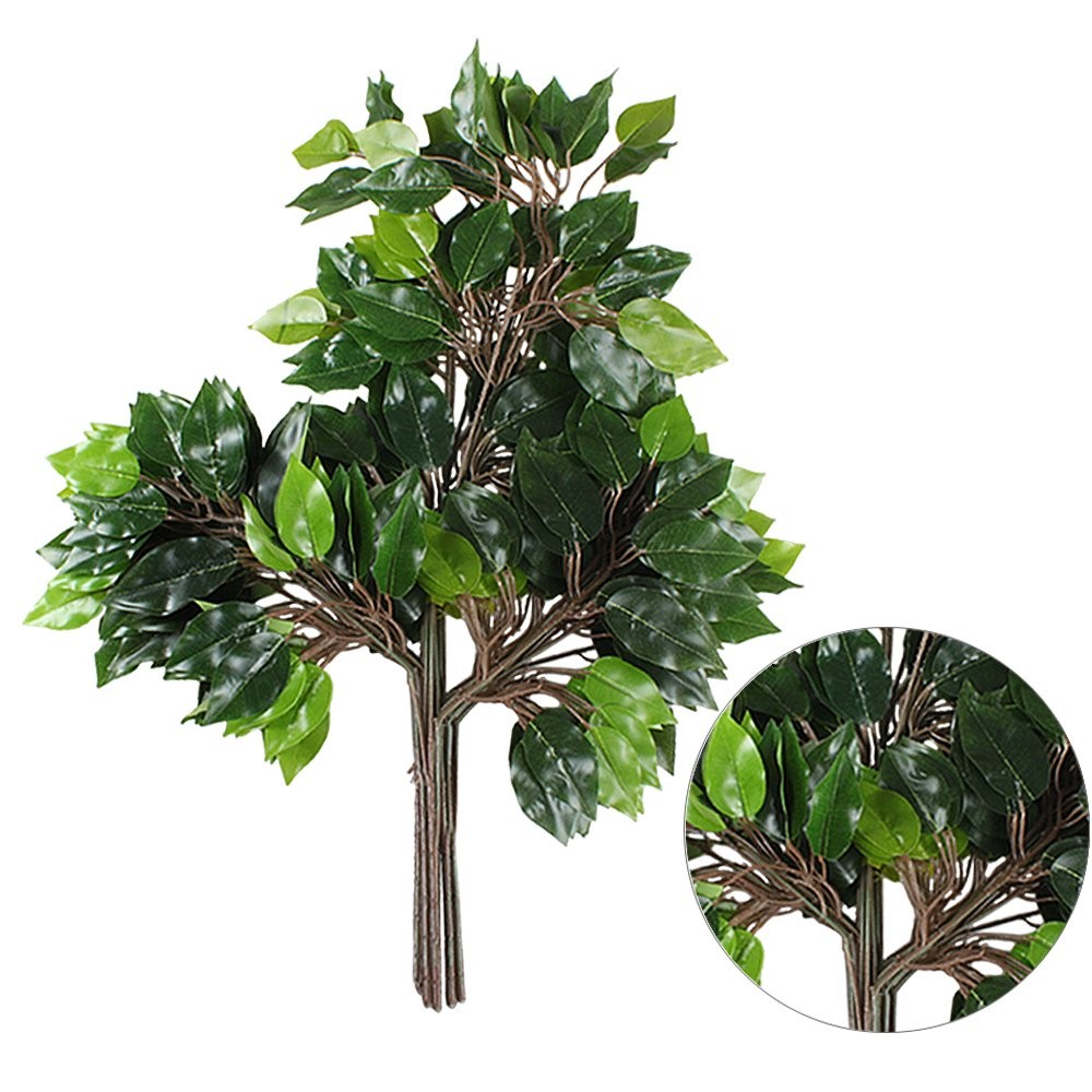 12 Pcs Ficus Tree Leaves Branches Artificial Greenery Stems Spring Silk Green…