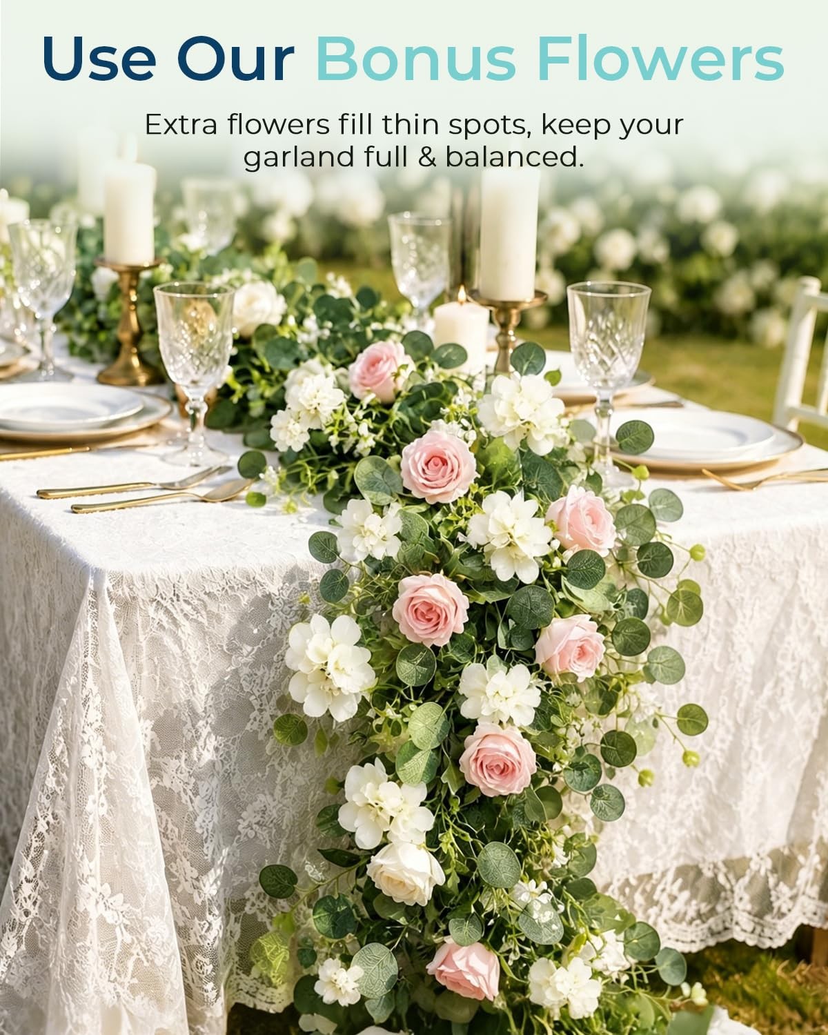 12PCS Artificial Flowers Wedding Garland Set, 6FT Rose Flower Greenery Vines …
