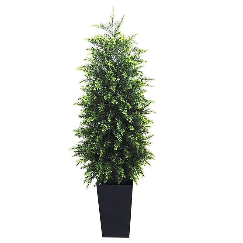 Realistic 120cm Faux Evergreen Cedar Tree inBlack Decorative Tall Pot Home Decor