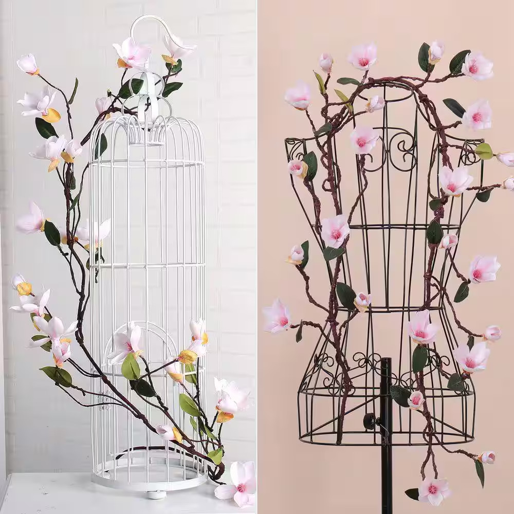 10 In. Magnolia Series Pink Artificial Magnolia Flower Tree Vine for Wedding Arc