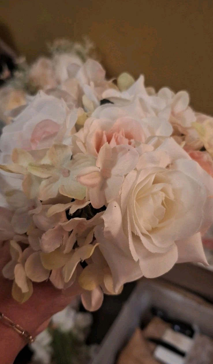 20 Spring Pink Peach White Flower Bouquet Wedding or Table Decor. 5 in
