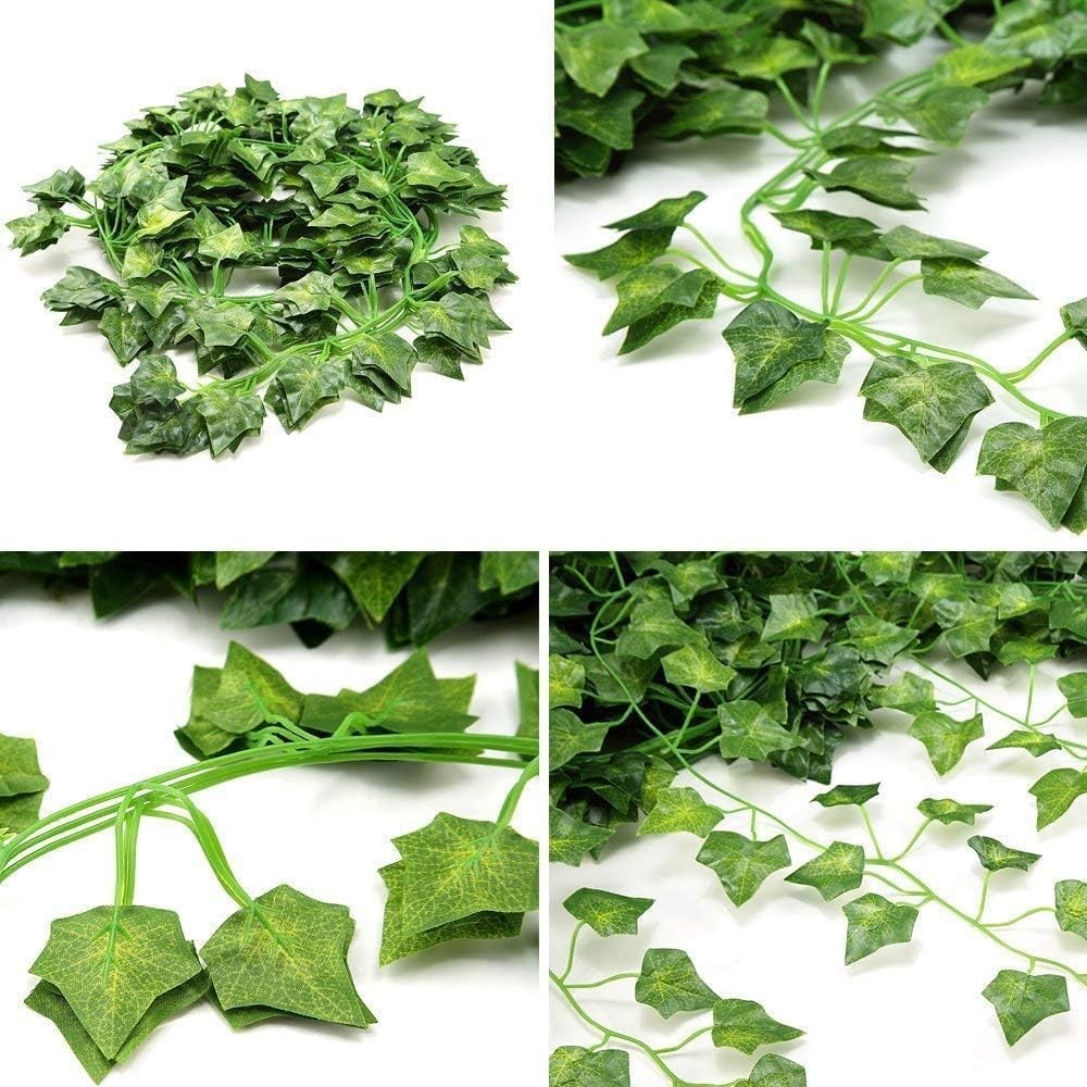 12 Pack Fake Vines for Room Decor Artificial Ivy Garland with Clip Green Flowers