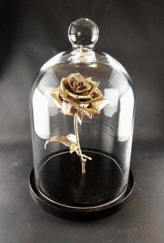Metal Rose Infinity Rose Glass Dome Display Flower Ornament Décor Home Japan New