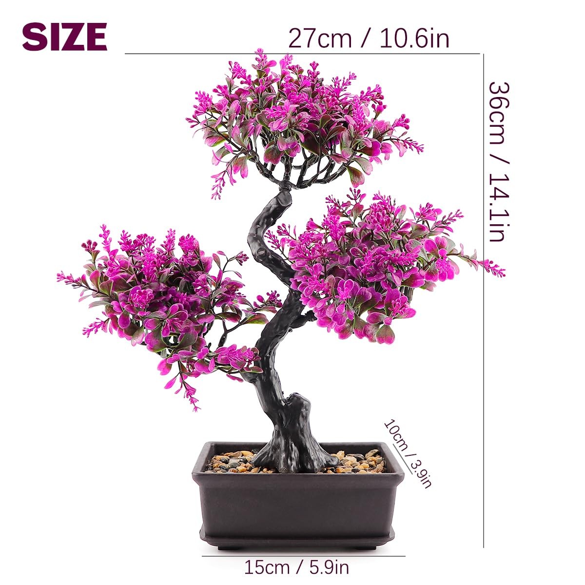 Artificial Bonsai Tree，Fake Plants Lifelike Plastic Bonsai Plant Simulation G…