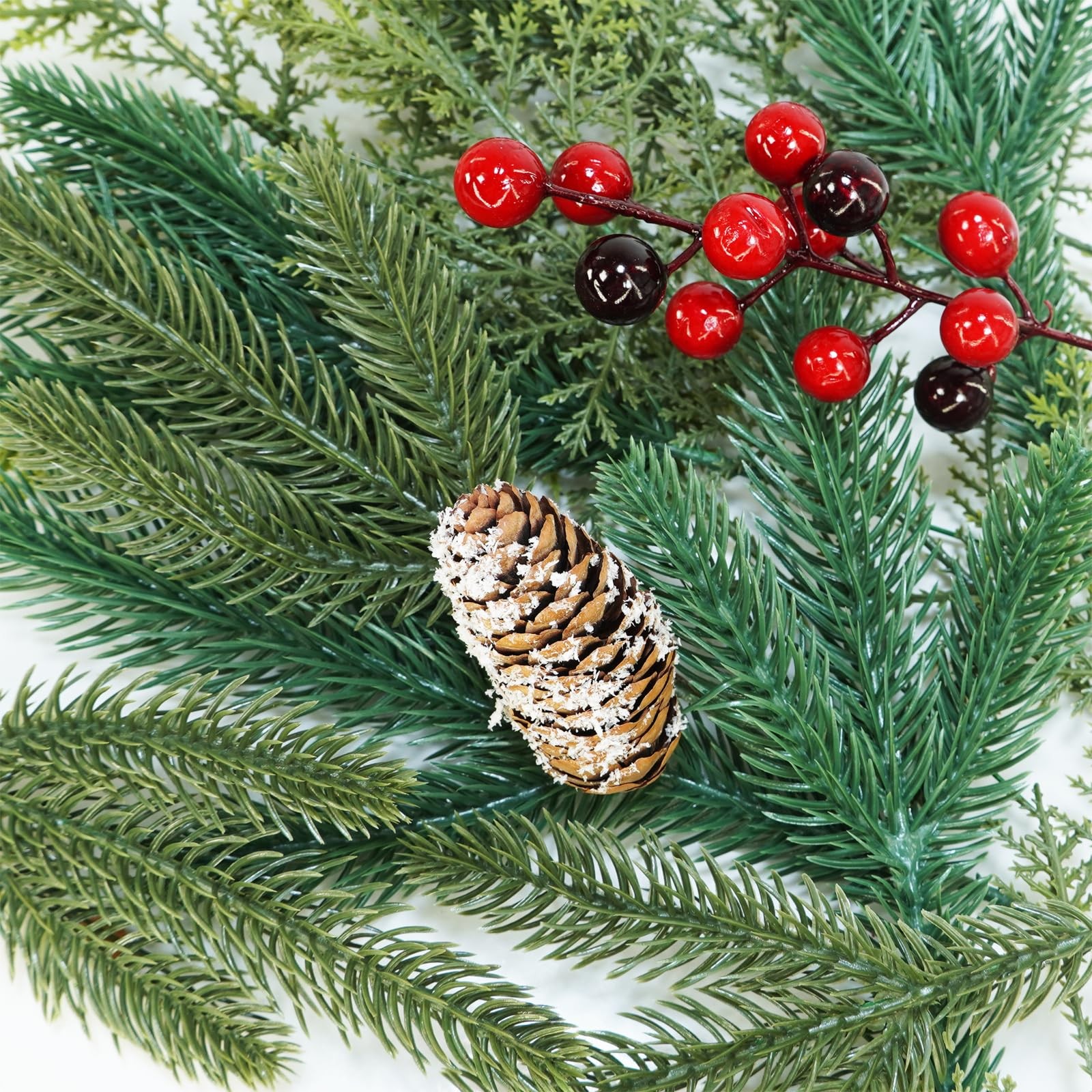 3 Pack Christmas Artificial Potted Plants Christmas Greenery Red Berry and Sn…