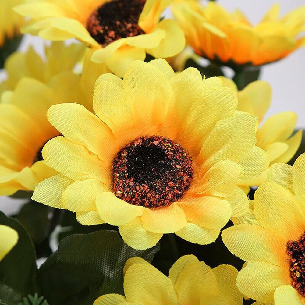 7 Heads Artificial Sunflowers Fake Flower Bouquet Garden Wedding Party Decor New