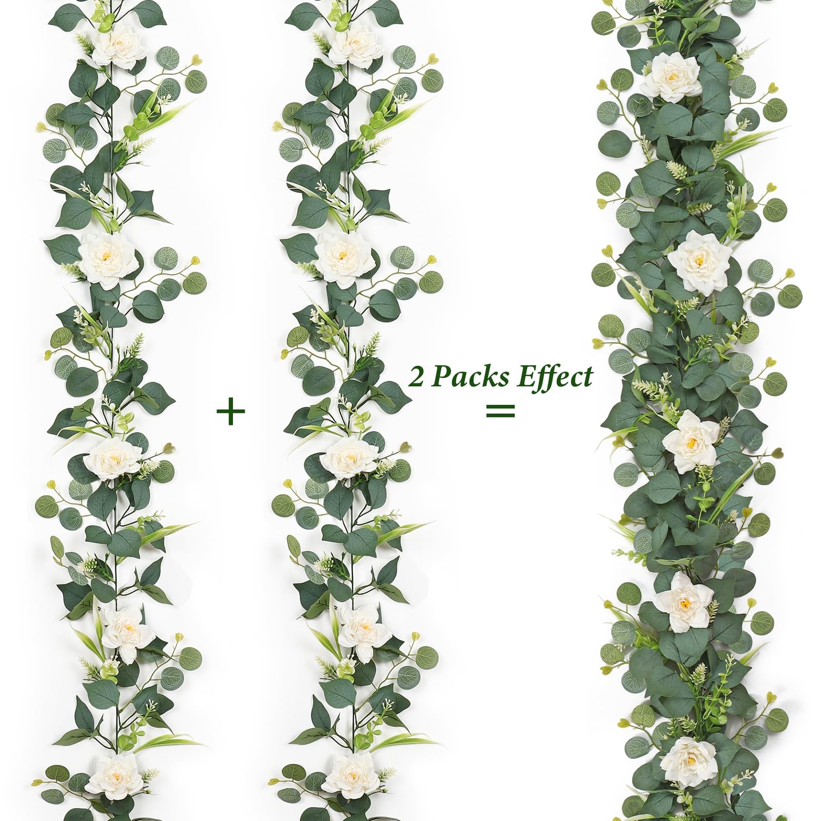 2PCS Flower Garland 6.2FT Artificial Rose Flowers Garland Wall Vines Greenery…