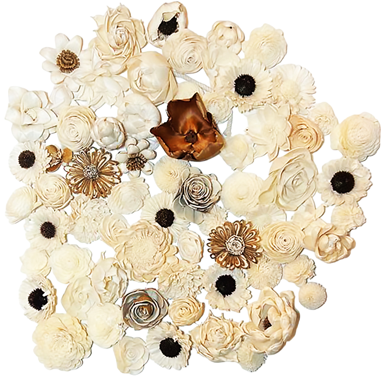 Wood Flowers Bouquet Multi Color Types Handmade with Stems DIY Easy Assemble(21)