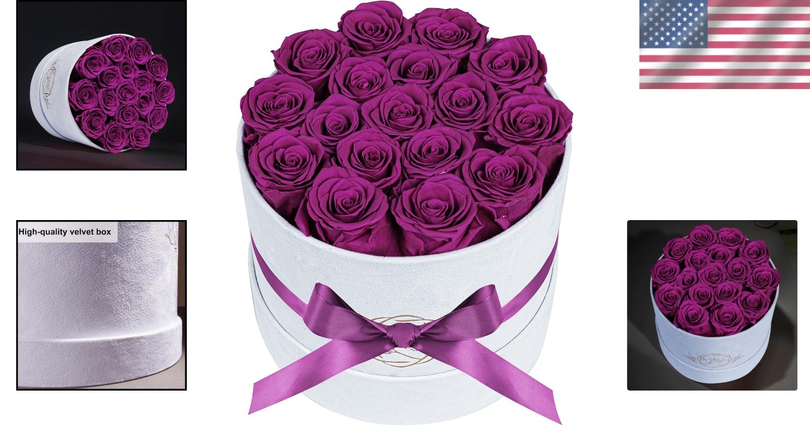 Vibrant 17 Roses in Velvet Box Ideal Gift for Valentines Day and Anniversaries