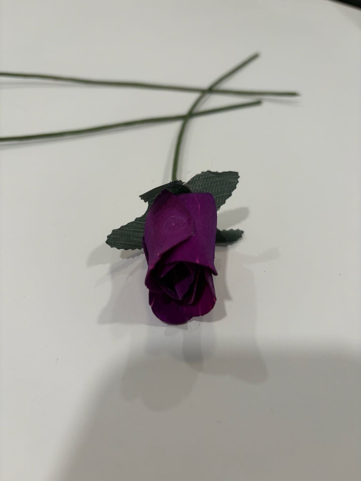 Handcrafted Wooden Closed Bud Rose Stems in Pink and Purple
