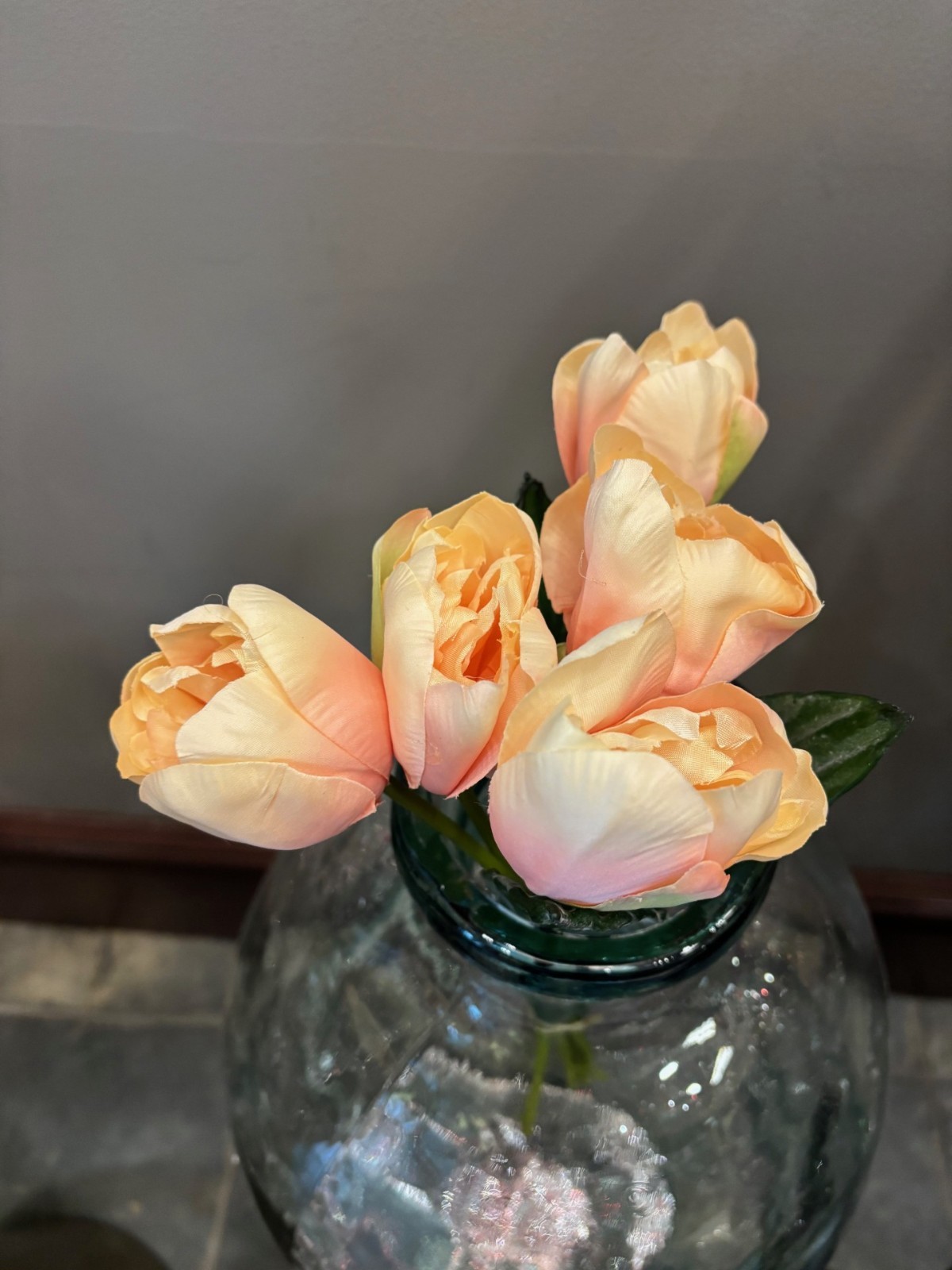 NEW Pottery Barn Early Bloom Faux Tulip Flower Bunch Bundle Bouquet Coral NWT