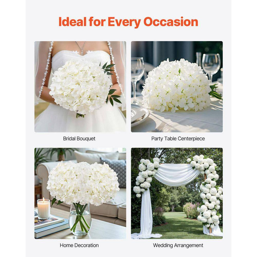 9.8 In. White Faux Bridal Shower with Stems, Artificial Flowers, 105 Pcs Real Lo