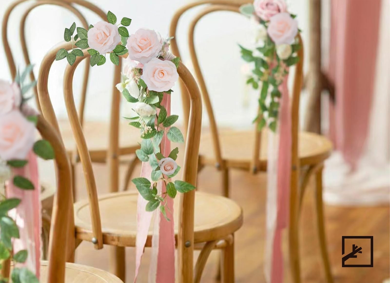ZIFTY 5Pcs 32.5FT Flower Garland Artificial Rose Vine, Pink Rose Garland, Flo…