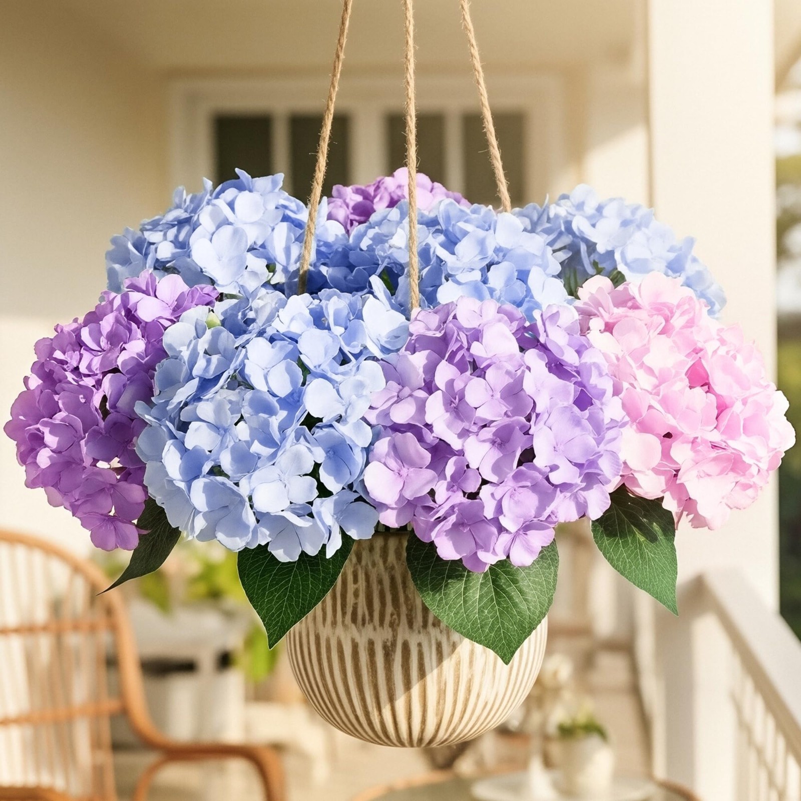 6 Bundles UV Resistant Artificial Hydrangea Flowers – 30 Heads for Indoor & Outd