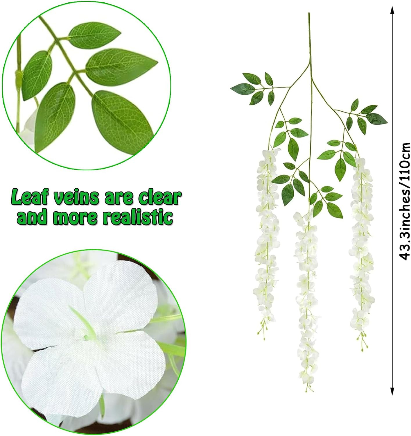 Artificial Wisteria Hanging Flowers Fake Wisteria Flower Garland Silk Vines Ratt