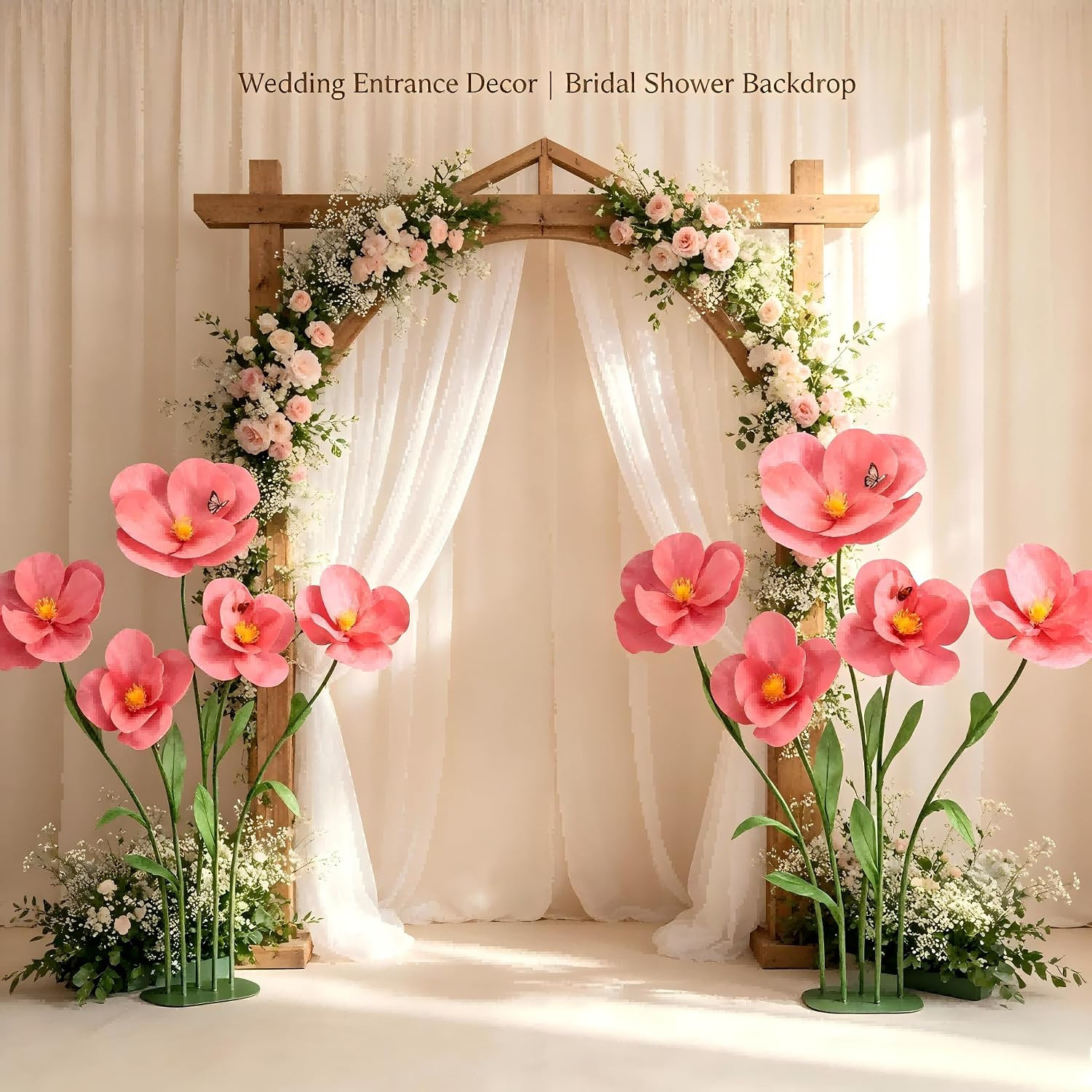 5 PCS Giant Flowers for Decoration with Stand 5.9 Ft Large Artificial Poppy | Ha