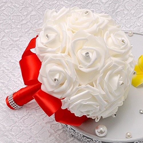 Wedding Bouquets for Bride White, Wedding Bouquet Bridesmaid，Bridesmaid Holdi…