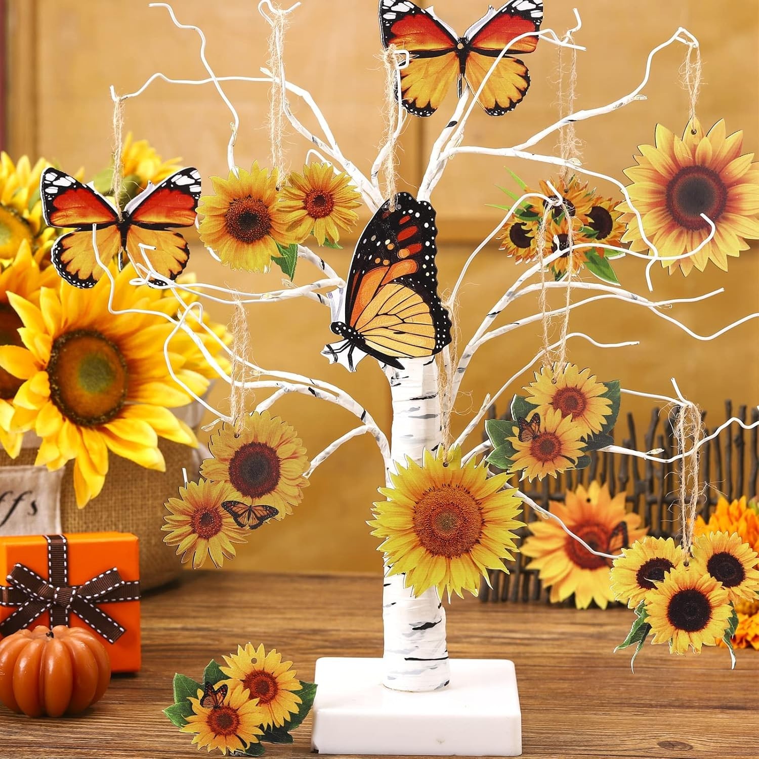 Delightful Sunflower and Butterfly Ornaments – 36 Pcs for Cheerful Celebrations