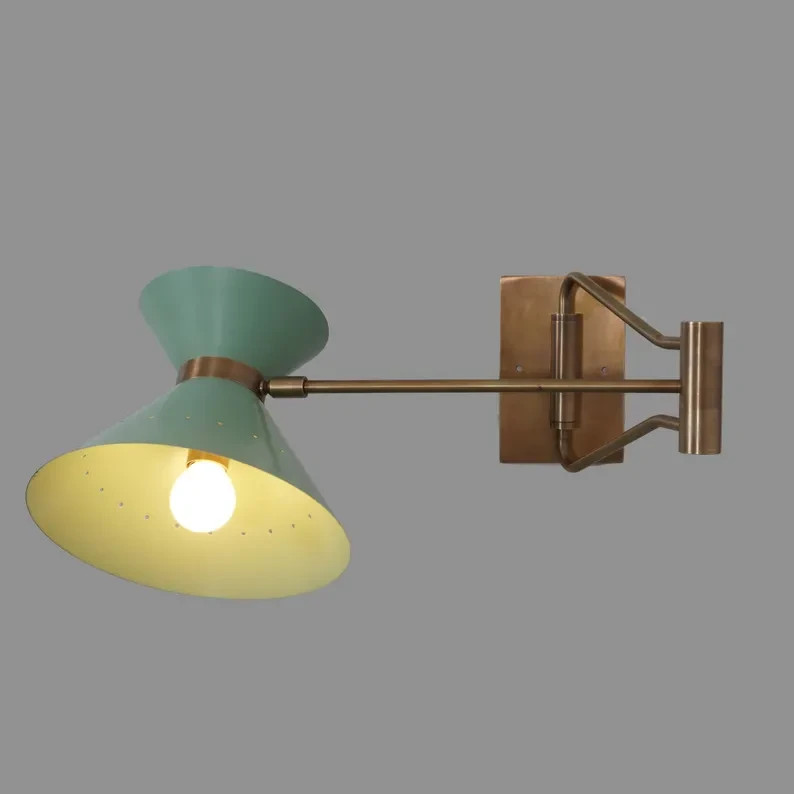 Handmade Single Light Articulated Brass Sconce Mid Century Style Brass Wall Lamp