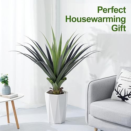 Artificial Spiked Agave Plant, 36″ Faux Agave Plants Indoor Small Floor 3ft 2