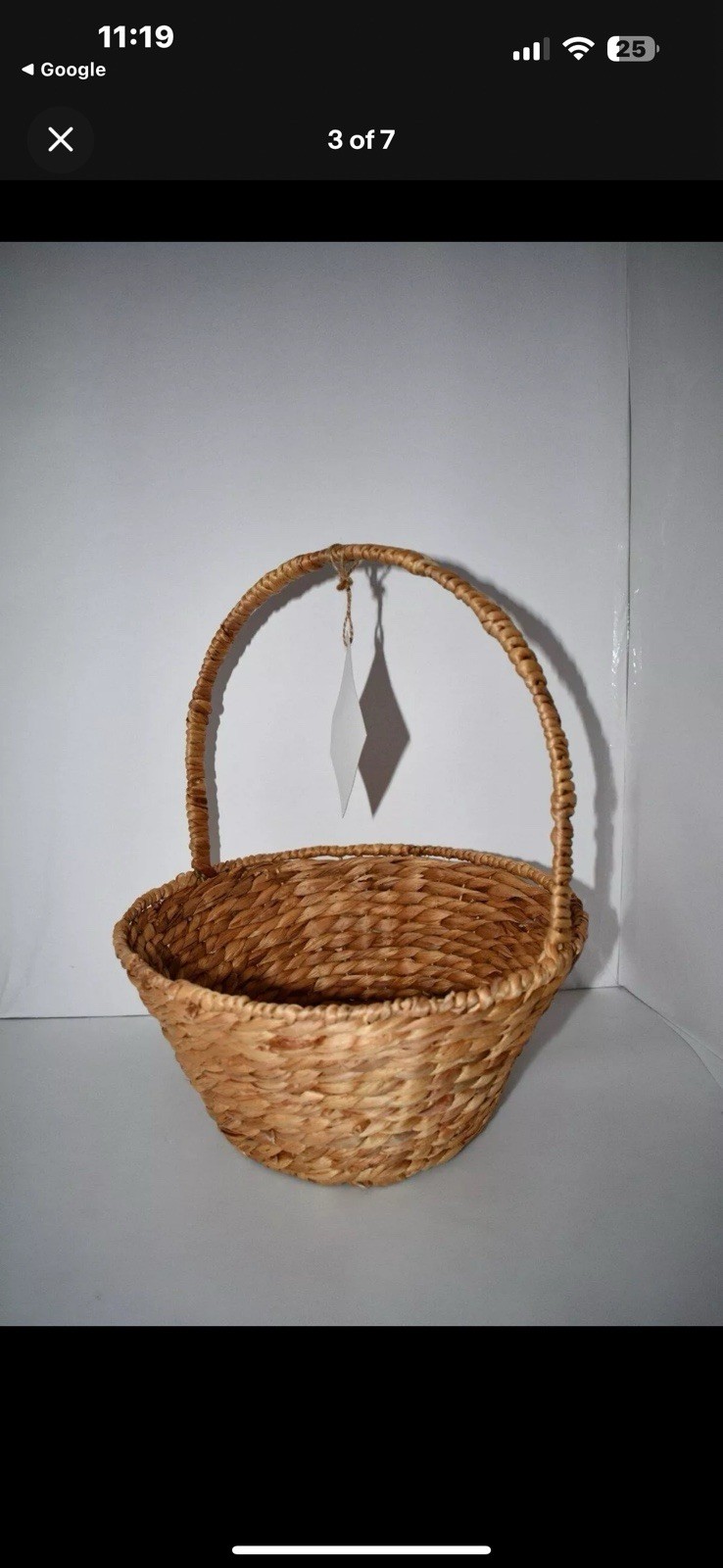 X2 UNIQUE N CADDY WOVEN BASKET WOOD HANDLE FARMHOUSE PICNIC