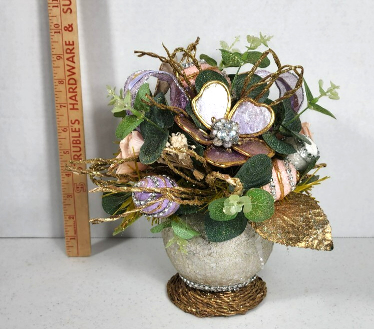 Pier 1 Capiz Easter Egg Floral Shimmer Glamour Arrangement GUC