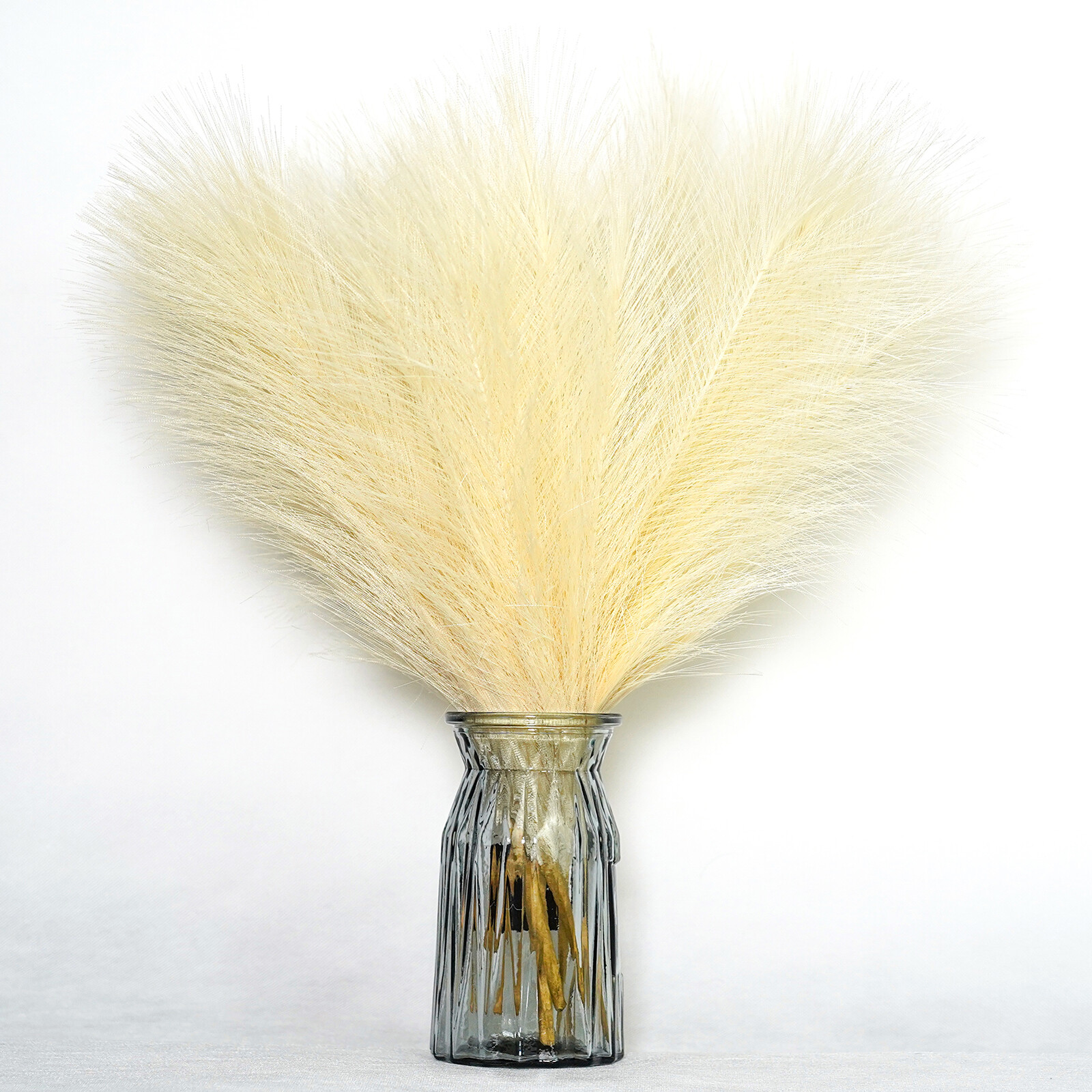 6 Stem of Faux Pampas Grass Boho Home Decor Small Vase Flurry Pompous Grass 18”