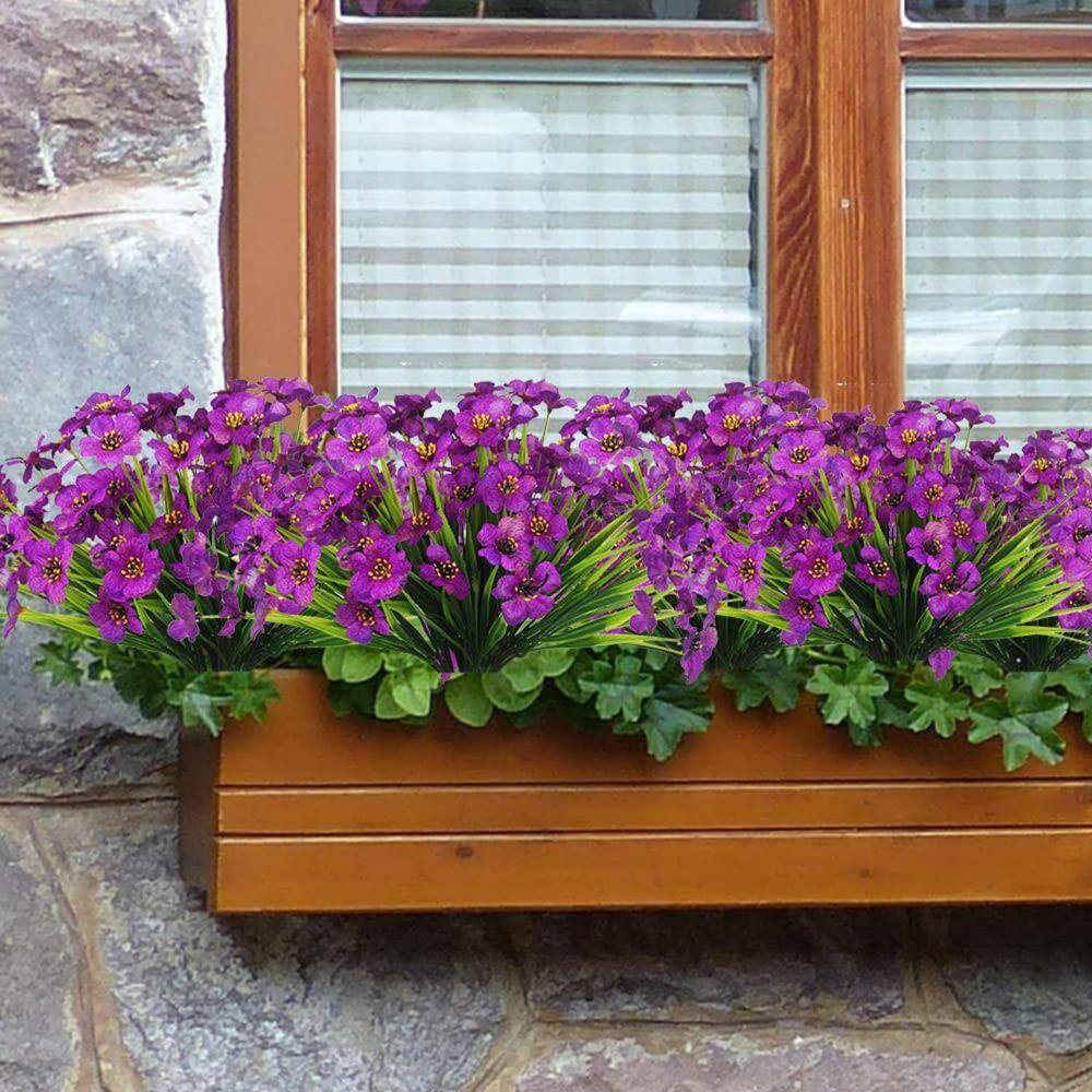 14 In. Purple 14 Bundles Artificial Other Fake Flowers Plastic Outdoor Artificia