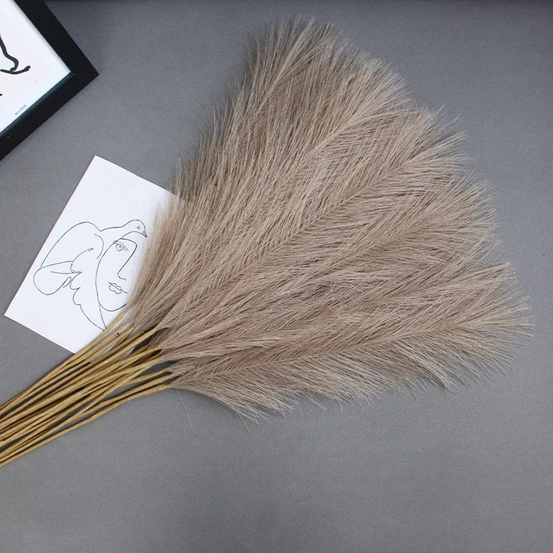 10Pcs Artificial Pampas Grass 56cm Silk Reed Bouquet Boho Decor