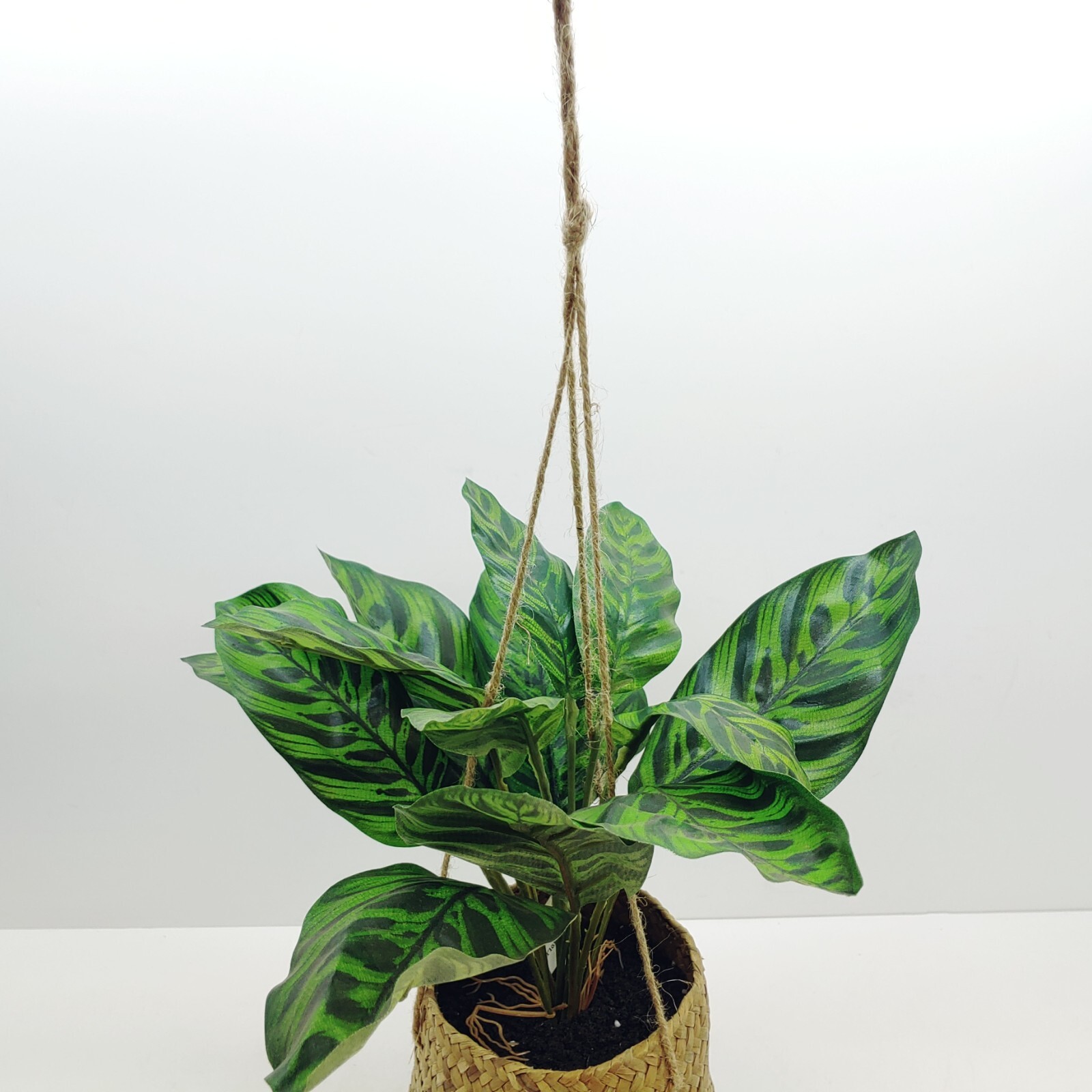 Threshold Faux Hanging Plant Woven Basket Peacock Plant