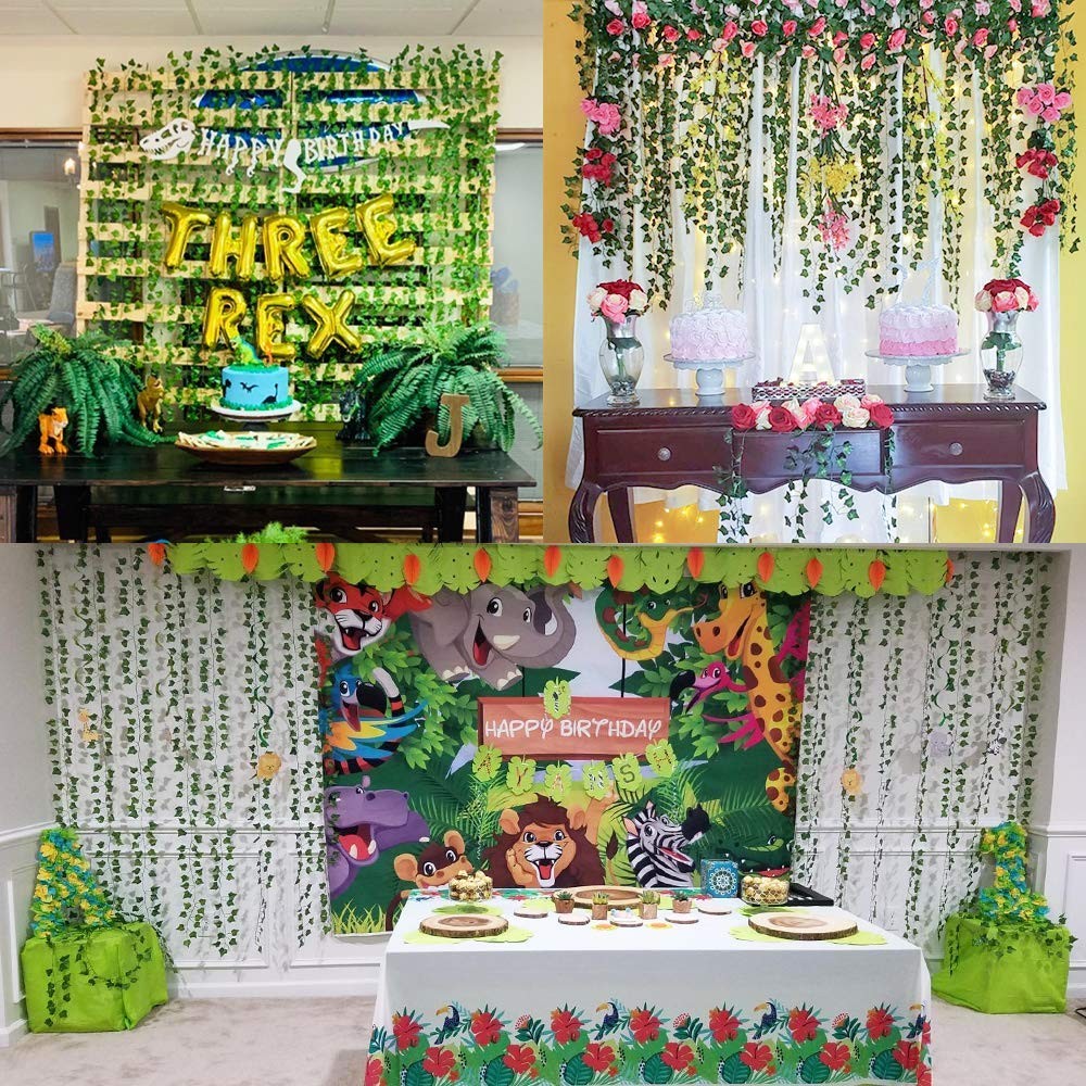 24pcs Fake Leaves Artificial Ivy Garland Greenery Vines for Bedroom Decor Aes…