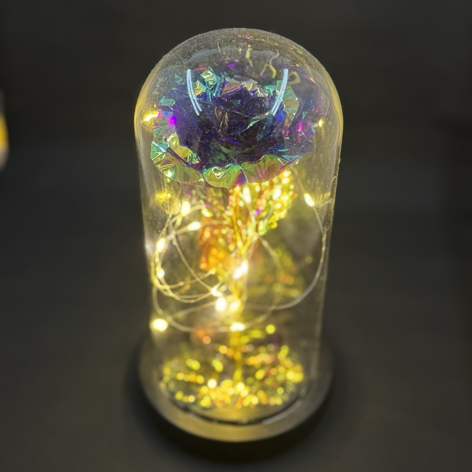 Galaxy Eternal Rose Glass Dome LED Lights Battery Special Occasion Gift Decor