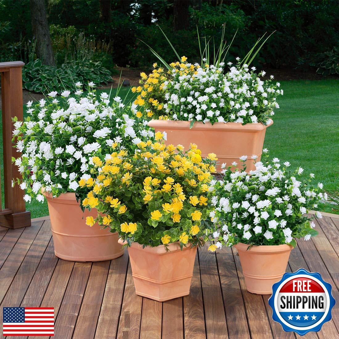 URSTOUD 24PCS Artificial Flowers, Fake Artificial Greenery UV Resistant No Fa
