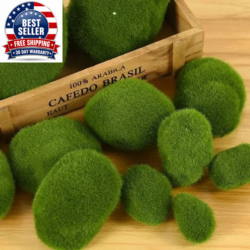 10Pcs Artificial Moss Stone Green Moss Balls Moss Rocks DIY Micro Landscape Flow