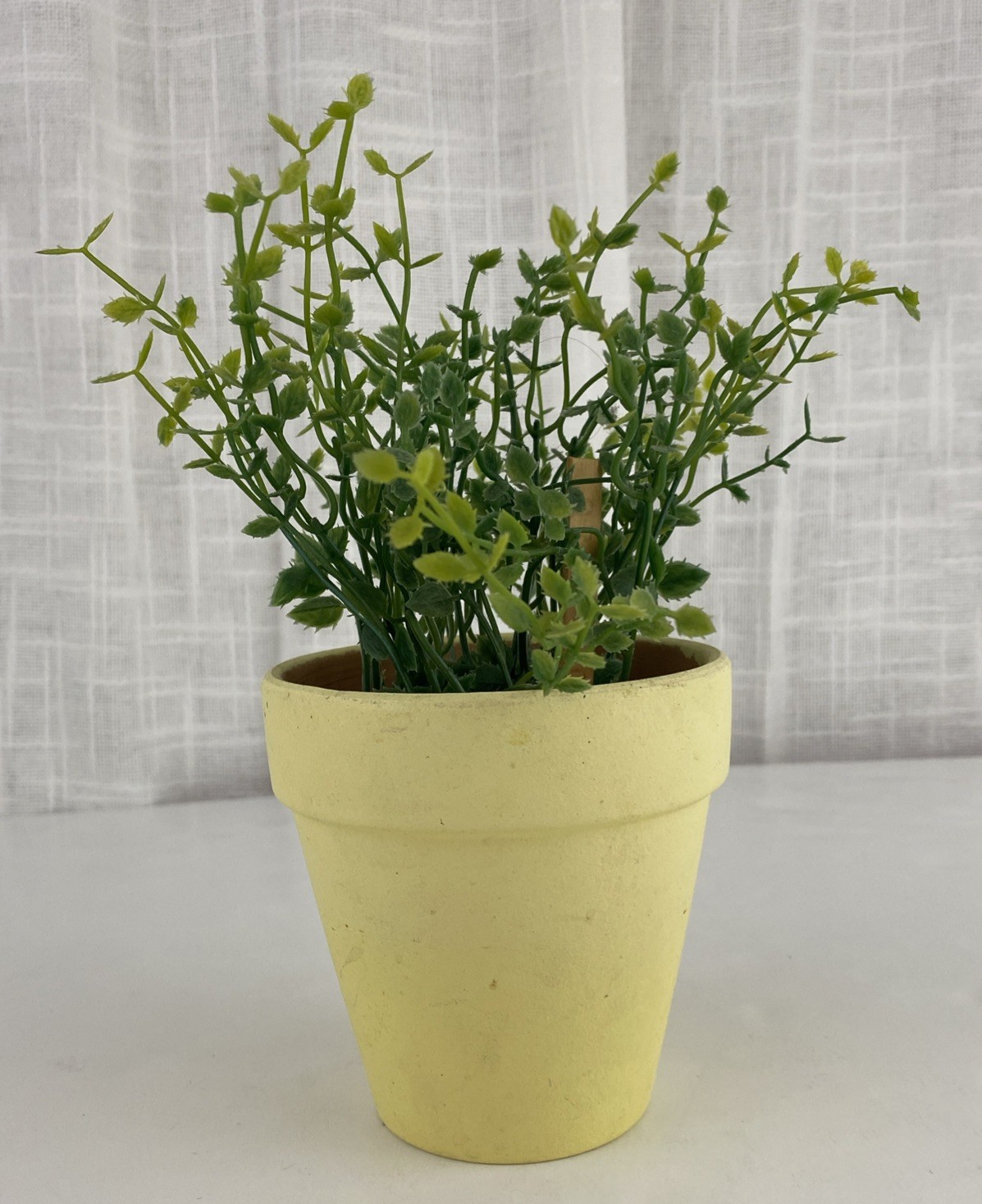 Artificial Plant Oregano Yellow Terracotta Clay Flower Pot Home Herb Indoor