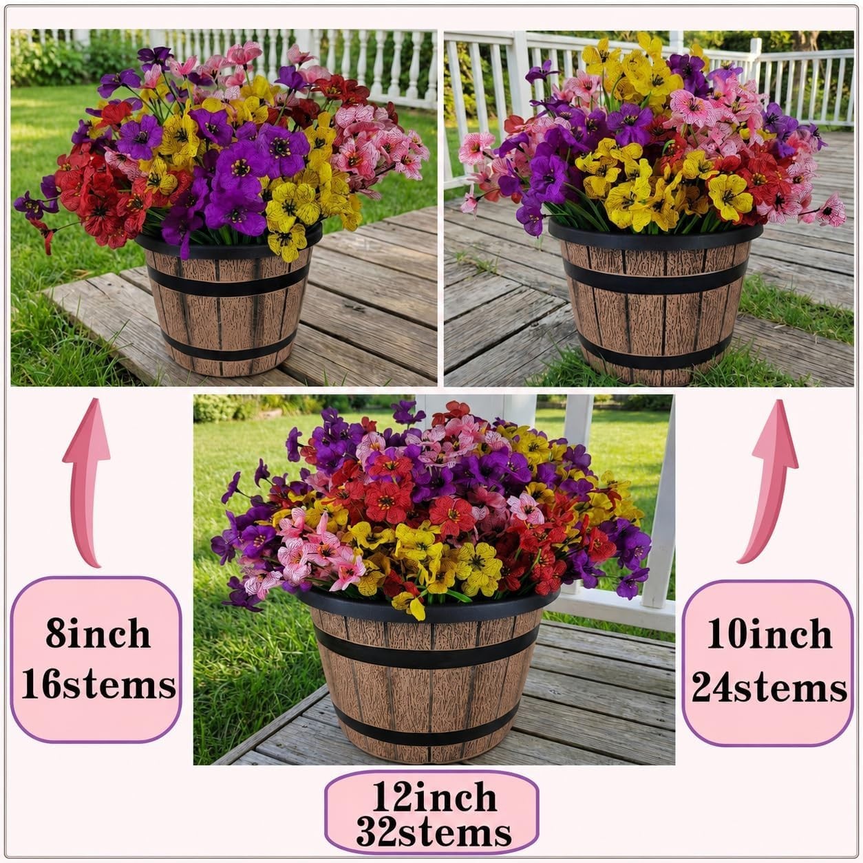 32 Bundles UV Resistant Artificial Mums – Vibrant Flowers for Outdoor Decor