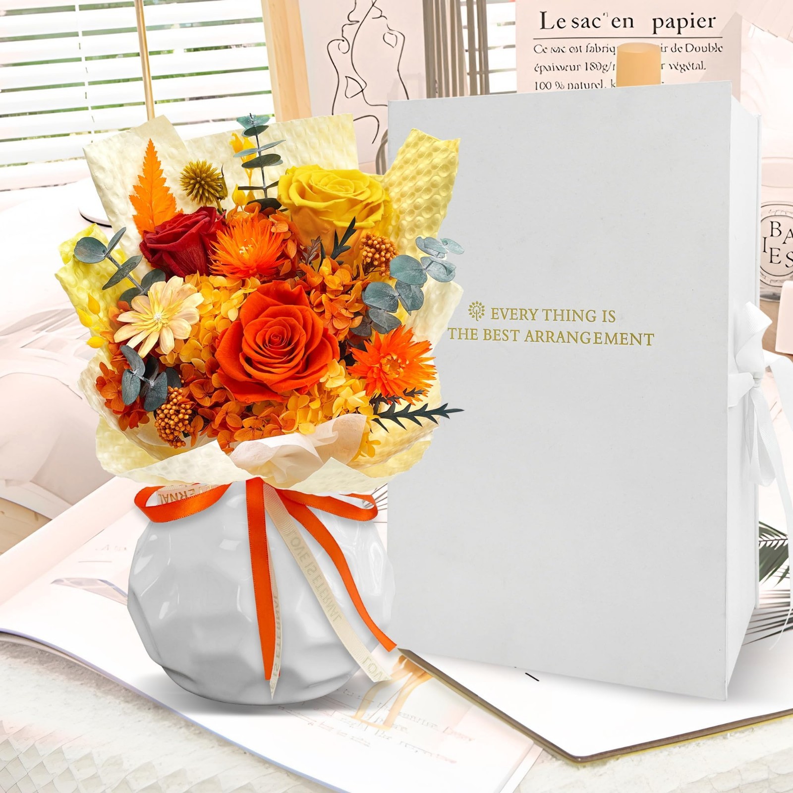 Preserved Flower Bouquet for Mother’s Day, Birthday Gifts for Women & Moms