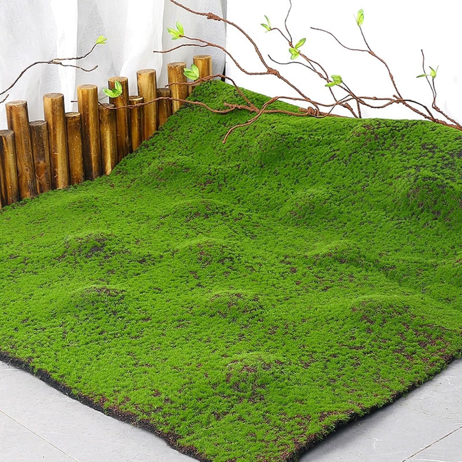Realistic 65.8 Sq Ft Artificial Moss Mat for Indoor & Outdoor Decor