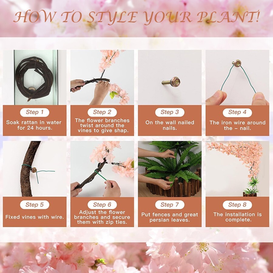 Artificial cherry tree, fake cherry tree Artificial champagne pink cherry tree