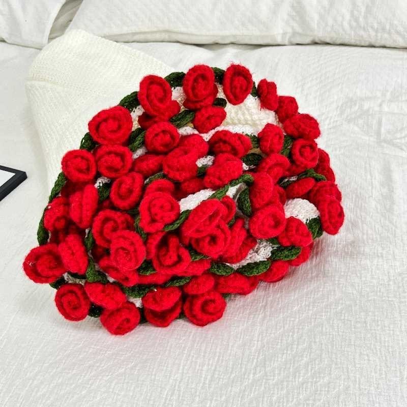 Flower Bouquet Blanket,DIY Handmade Crochet Rose Blanket,Knitted Throw Blankets