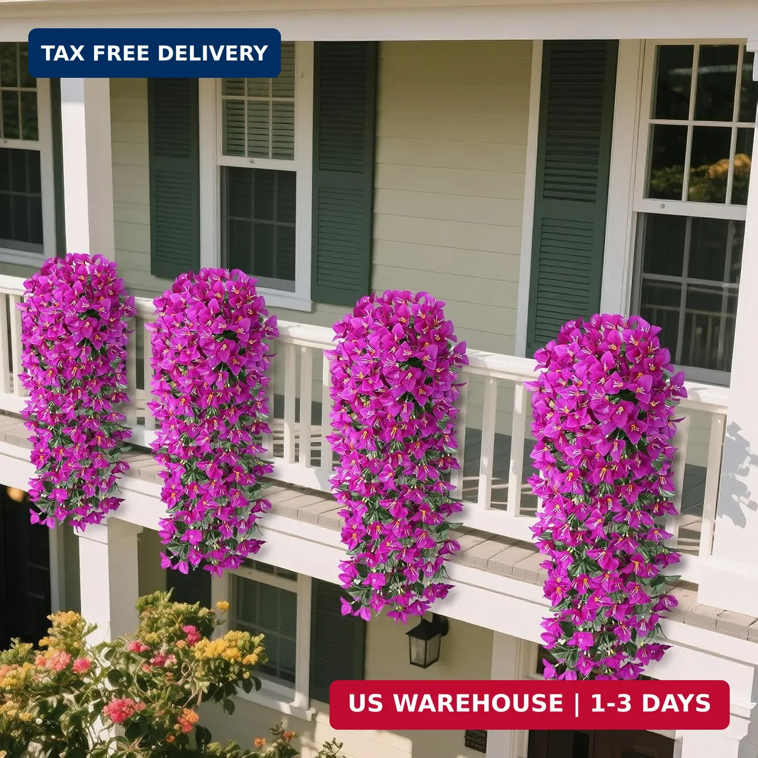 Artificial Fake Hanging Flowers Plants for Outdoor Outside Spring Summer Decorat