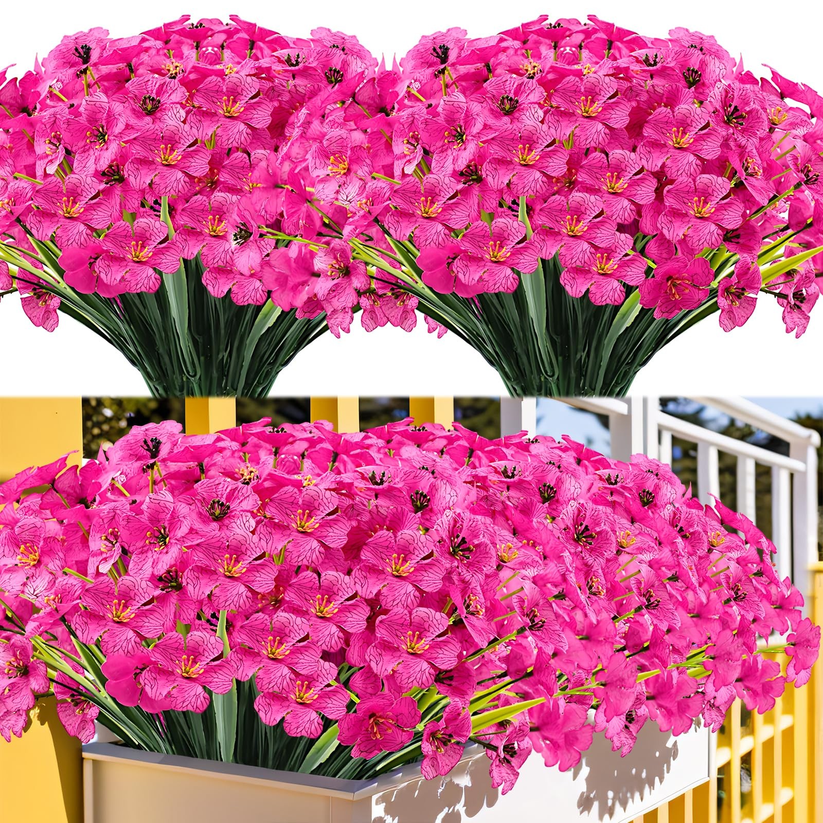 20 Bundles Outdoor Artificial Flowers UV Resistant with Faux Silk Flowers and…