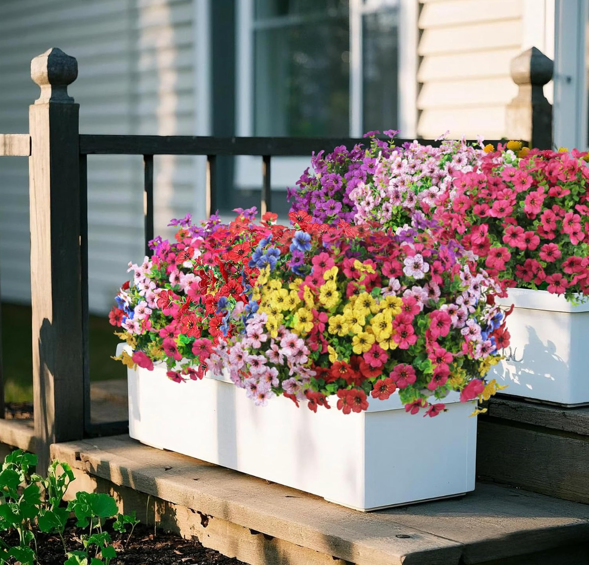 Artificial Flowers for Outdoors,12 Bundles UV Resistant Artificial Flowers Decor