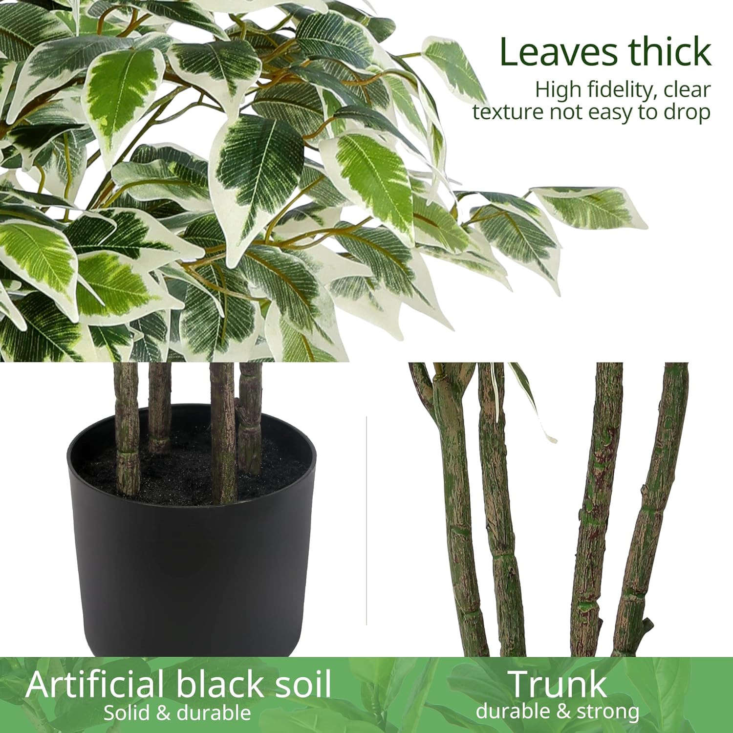 6Ft Artificial Ficus Tree – Lifelike Silk Plant for Home & Garden Decor