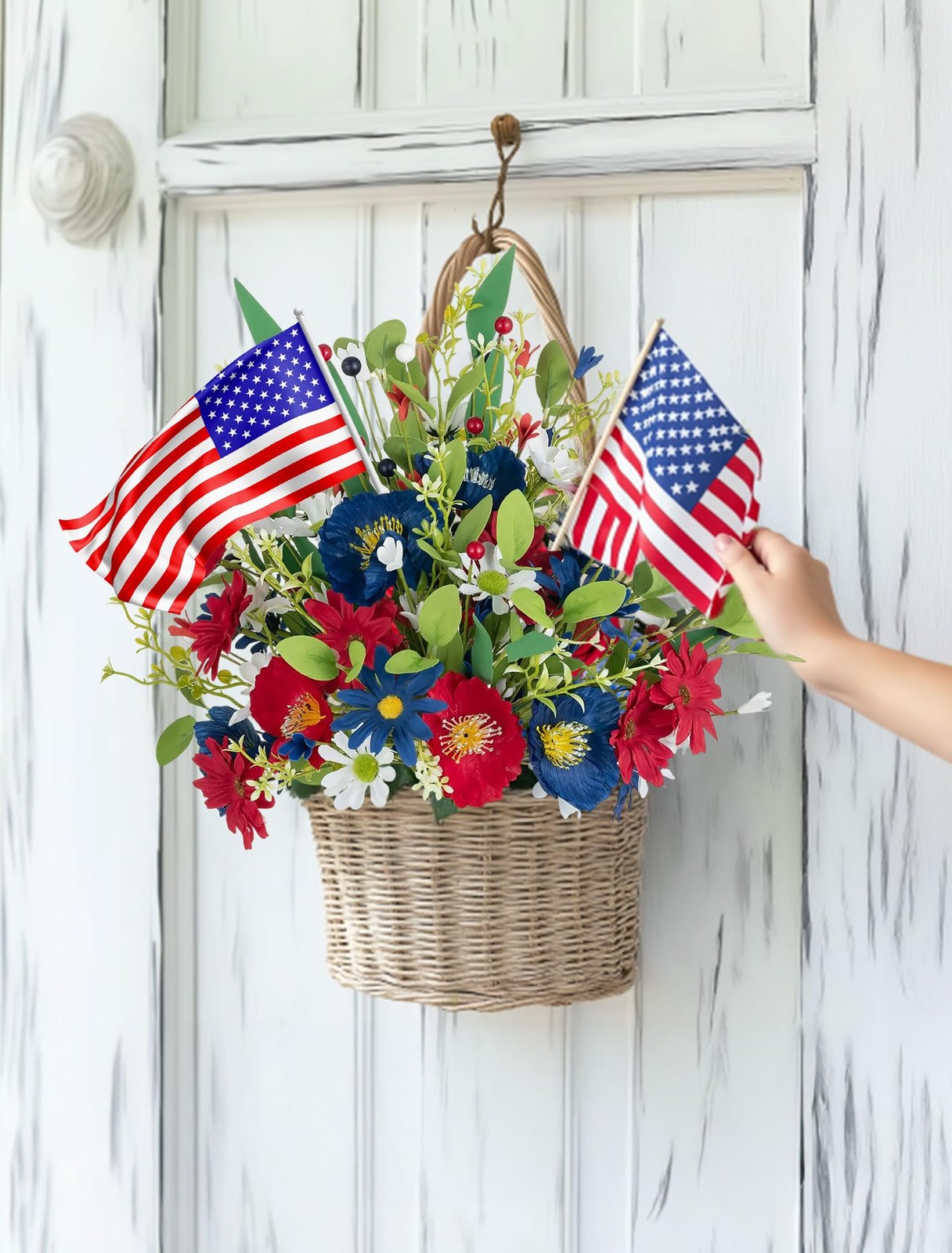 4 Bundle Red White Blue Artificial Flower Patriotic 4th Of July Bouquet Decor