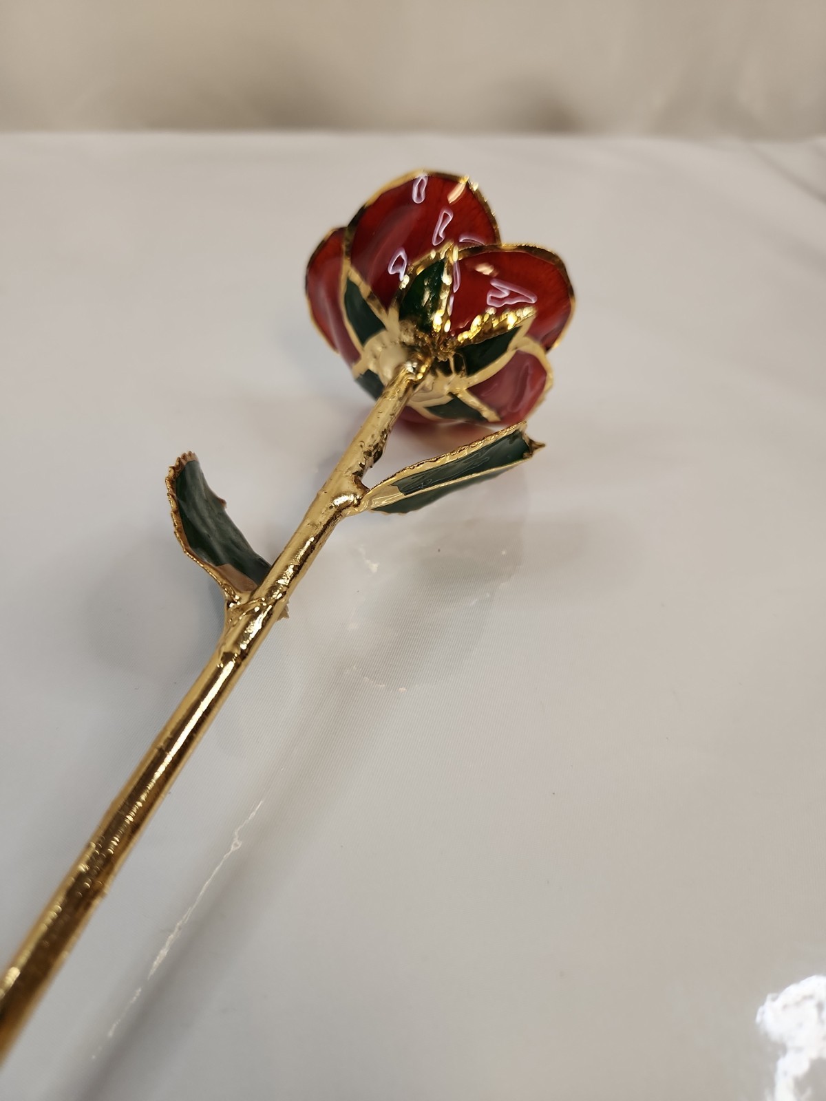 Lovely Red Rose with Gold Accents