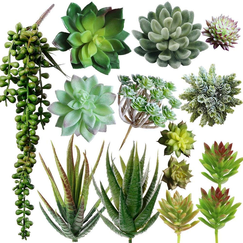 Winlyn 6 Pcs Unpotted Fake Succulents Assorted Faux Succulent in Different Gr…