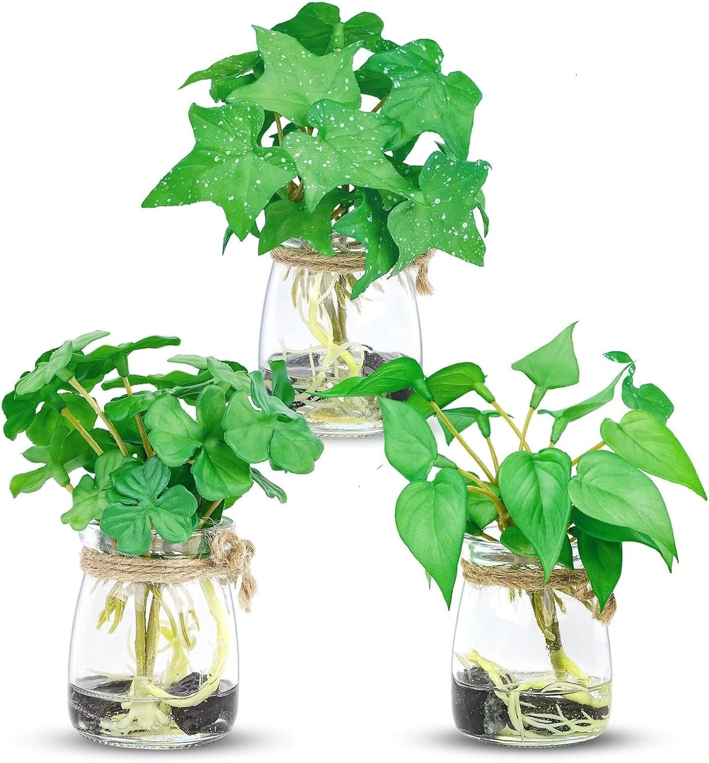 3 Pack Small Potted Plants with Faux Water, Real Touch Leaves Fake Plants in …